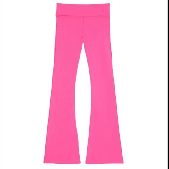 VS PINK Carmine Rose Bling Foldover Flare Leggings Size XXL NWT - Picture 2 of 10